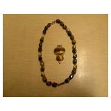 TIGERS EYE WITH GANCY BEAD STATIONS 18K YELLOW GOLD