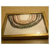 STERLING SILVER  5-6MM FF ENH MULTI COLOR NECKLACE SET