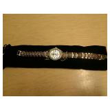 BURGI LADIES CRYSTAL DIAMOND ACCENT AND MOTHER OF PEARL WATCH