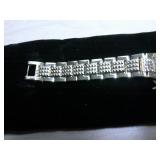 BURGI LADIES CRYSTAL DIAMOND ACCENT AND MOTHER OF PEARL WATCH