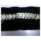 BURGI LADIES CRYSTAL DIAMOND ACCENT AND MOTHER OF PEARL WATCH