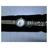 BURGI LADIES CRYSTAL DIAMOND ACCENT AND MOTHER OF PEARL WATCH