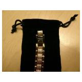 BURGI LADIES CRYSTAL DIAMOND ACCENT AND MOTHER OF PEARL WATCH