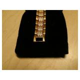 BURGI LADIES CRYSTAL DIAMOND ACCENT AND MOTHER OF PEARL WATCH