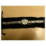 Burgi Ladies Crystal Diamond Accent and Mother of Pearl Watch