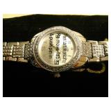 Burgi Ladies Crystal Diamond Accent and Mother of Pearl Watch