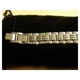 Burgi Ladies Crystal Diamond Accent and Mother of Pearl Watch