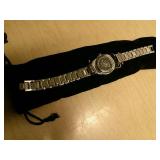 Burgi Ladies Crystal Diamond Accent and Mother of Pearl Watch