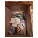 Wooden Roll-Top Desk with Drawers and Office Supplies