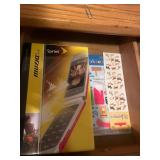 Wooden Roll-Top Desk with Drawers and Office Supplies