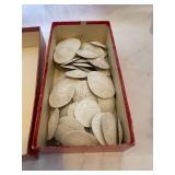 Collection of Sand Dollars in Vintage Charles Krug Winery Box