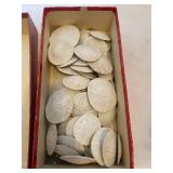 Collection of Sand Dollars in Vintage Charles Krug Winery Box