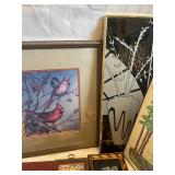 Assorted Collection of Framed Artwork and Decorative Figurines