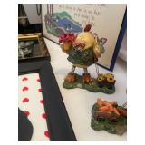 Assorted Collection of Framed Artwork and Decorative Figurines