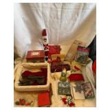 Festive Holiday Decor Collection with Santa Figurines, Tree Ornaments, and Baskets