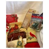 Festive Holiday Decor Collection with Santa Figurines, Tree Ornaments, and Baskets