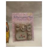 Collection of 6 Toy Sets including Mini Monster Trucks and Porcelain Tea Set