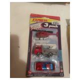 Collection of 6 Toy Sets including Mini Monster Trucks and Porcelain Tea Set