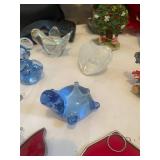 Collection of Decorative Items Including Figurines and Glass Pieces