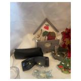 Collection of Decorative Items Including Figurines and Glass Pieces