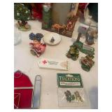 Collection of Decorative Items Including Figurines and Glass Pieces