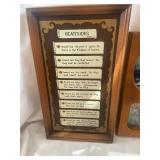 Decorative Set with Wooden Plaque, Picture Frame, and Ceramic House