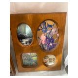 Decorative Set with Wooden Plaque, Picture Frame, and Ceramic House