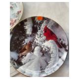 Cardinal Themed Decorative Collection: Vintage Plates, Figurine, and Accents