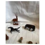 Collection of Handcrafted Teakwood Animal and Figurine Statues from Thailand