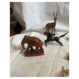 Collection of Handcrafted Teakwood Animal and Figurine Statues from Thailand