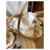 Assorted Decor and Household Lot with Figurines, Basket, and Wind Chimes