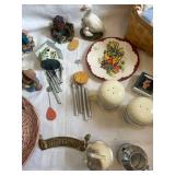 Assorted Decor and Household Lot with Figurines, Basket, and Wind Chimes