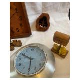 Assorted Home Decor Lot with Clocks, Artwork, and Figurine
