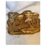 Set of 2 Handmade Wooden Wall Art Plaques with Wildlife Scenes