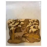 Set of 2 Handmade Wooden Wall Art Plaques with Wildlife Scenes