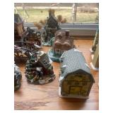 Collection of 16 Christmas Village Houses and Trees