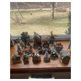 Collection of 16 Christmas Village Houses and Trees