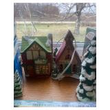 Collection of Hand-Painted Porcelain Santa Village and Victorian Streetlights