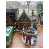 Collection of Hand-Painted Porcelain Santa Village and Victorian Streetlights