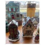 Assorted Collection of Christmas Village Houses and Figurines