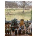 Assorted Collection of Christmas Village Houses and Figurines