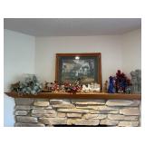 Assorted Decorative Items Including Figurines, Candle Holders, and Floral Arrangements