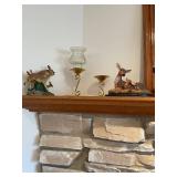 Assorted Decorative Items Including Figurines, Candle Holders, and Floral Arrangements