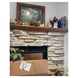 Assorted Decorative Items Including Figurines, Candle Holders, and Floral Arrangements