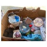 Collection of Assorted Decorative Figurines, Vintage Glassware, and Bird Clock