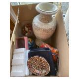 Collection of Assorted Decorative Figurines, Vintage Glassware, and Bird Clock