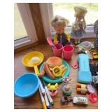 Vintage Doll Collection with Accessories and Dollhouse Parts