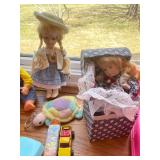 Vintage Doll Collection with Accessories and Dollhouse Parts
