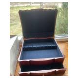 Wooden Jewelry Box with Velvet Lining and Multiple Compartments