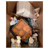 Large Collection of Decorative Figurines, Sewing Accessories, and Kitchen Items